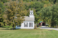 Arlington, VT - Arlington Bridge and Church - Fall